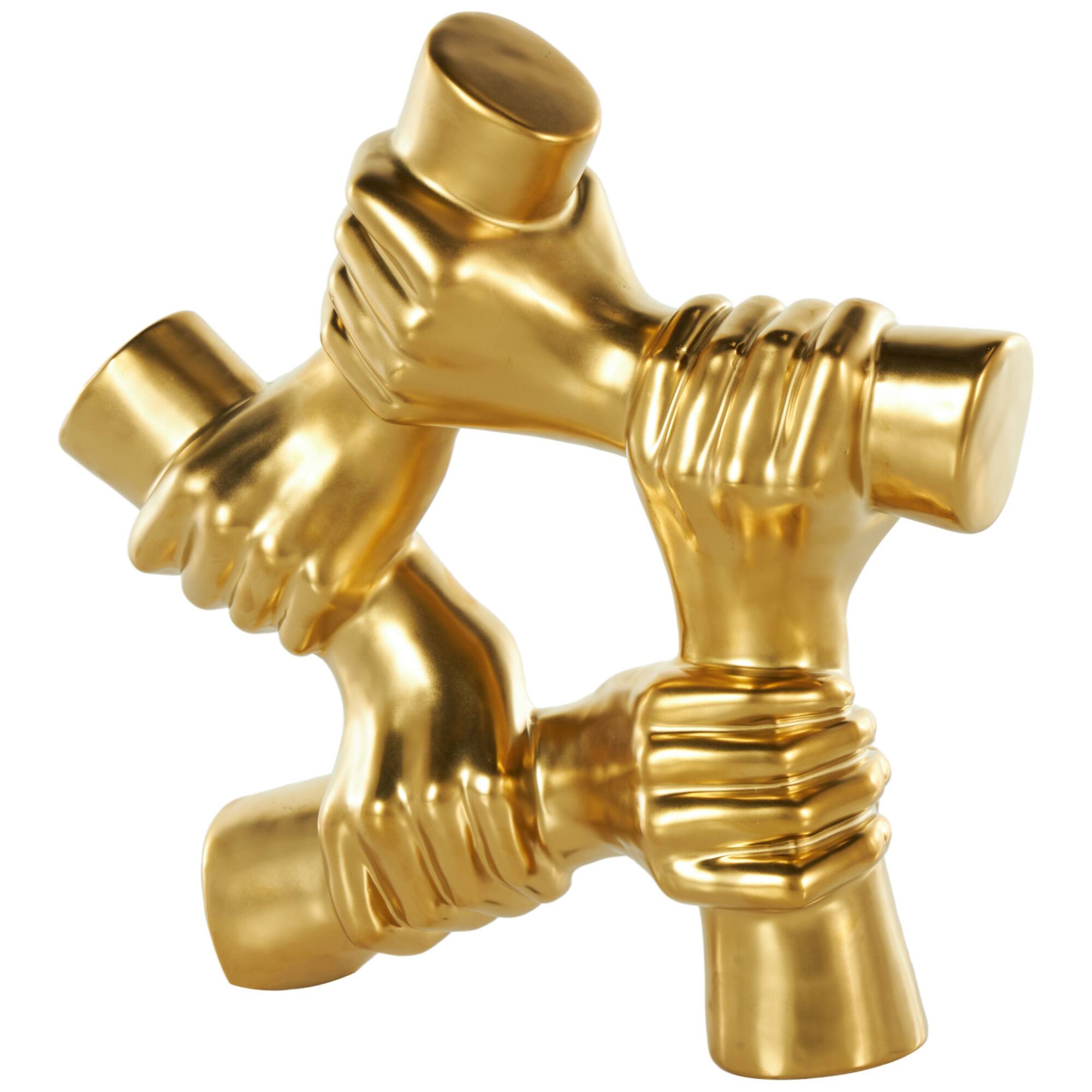 13" Gold Hands Gripping Ceramic Sculpture
